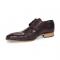 Duca Di Matiste "Imperio" Burgundy Genuine Italian Calf Leather Crocodile/Ostrich/Lizard Print Lace-Up Dress Shoes.